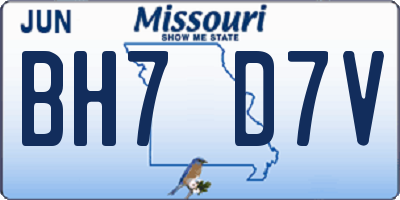 MO license plate BH7D7V