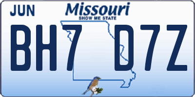 MO license plate BH7D7Z