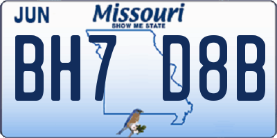 MO license plate BH7D8B