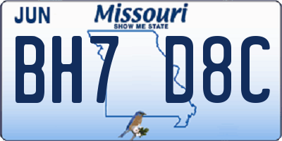 MO license plate BH7D8C