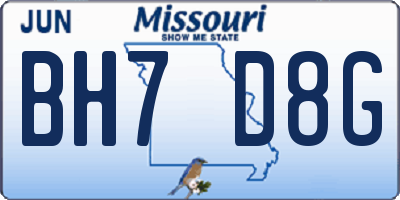 MO license plate BH7D8G