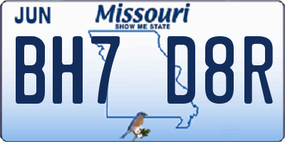 MO license plate BH7D8R