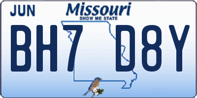MO license plate BH7D8Y