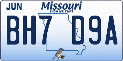 MO license plate BH7D9A