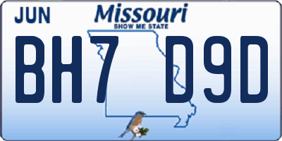 MO license plate BH7D9D