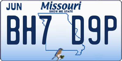 MO license plate BH7D9P