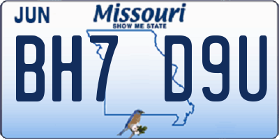 MO license plate BH7D9U