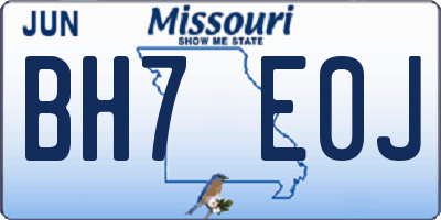 MO license plate BH7E0J