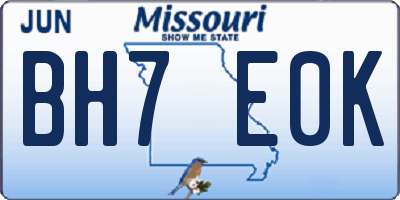 MO license plate BH7E0K