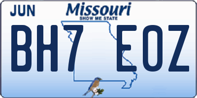 MO license plate BH7E0Z