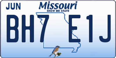 MO license plate BH7E1J