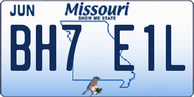 MO license plate BH7E1L
