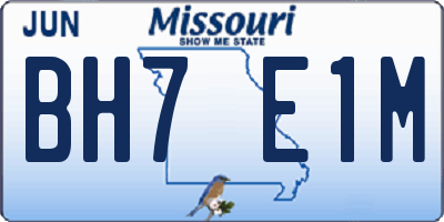 MO license plate BH7E1M