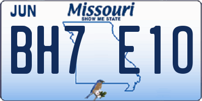 MO license plate BH7E1O