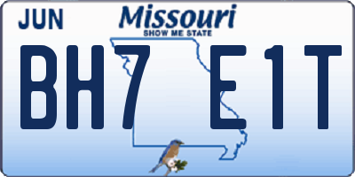 MO license plate BH7E1T