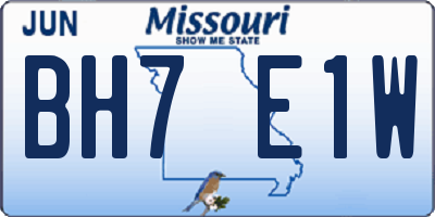 MO license plate BH7E1W