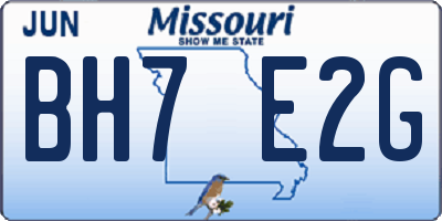 MO license plate BH7E2G