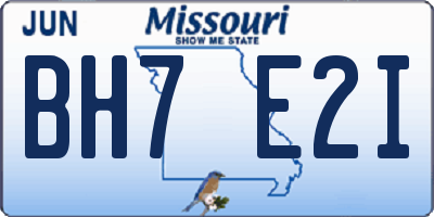 MO license plate BH7E2I