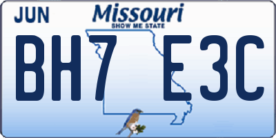 MO license plate BH7E3C