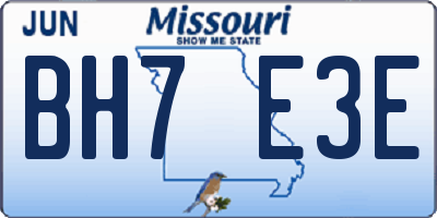 MO license plate BH7E3E