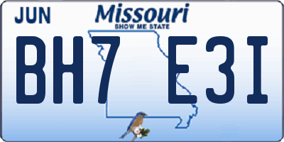 MO license plate BH7E3I