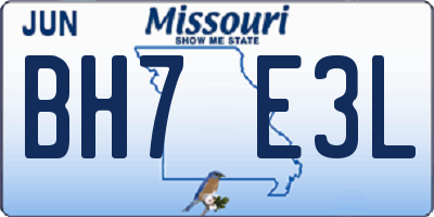 MO license plate BH7E3L