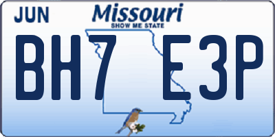 MO license plate BH7E3P