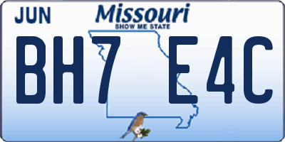MO license plate BH7E4C