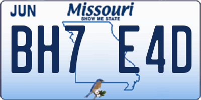 MO license plate BH7E4D