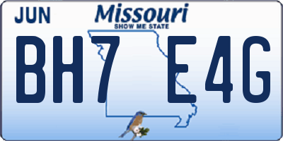 MO license plate BH7E4G