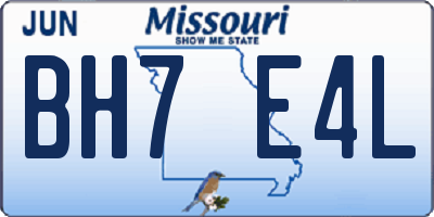 MO license plate BH7E4L