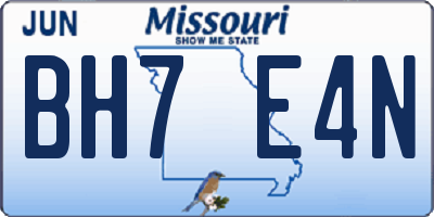 MO license plate BH7E4N