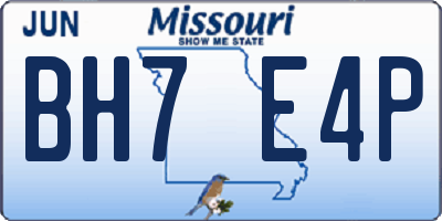 MO license plate BH7E4P