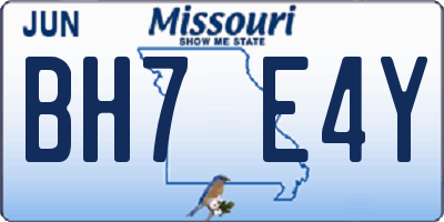 MO license plate BH7E4Y