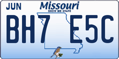MO license plate BH7E5C