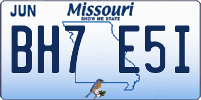 MO license plate BH7E5I