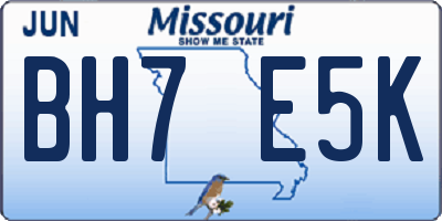 MO license plate BH7E5K