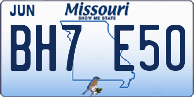 MO license plate BH7E5O