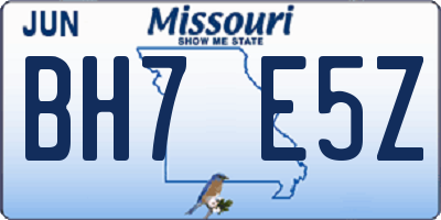 MO license plate BH7E5Z