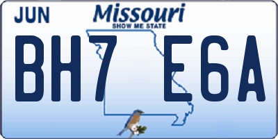 MO license plate BH7E6A