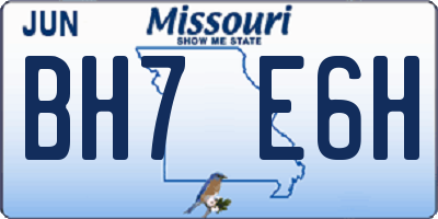 MO license plate BH7E6H