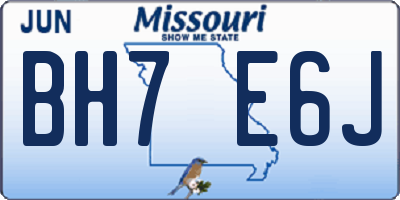 MO license plate BH7E6J