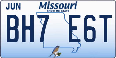 MO license plate BH7E6T