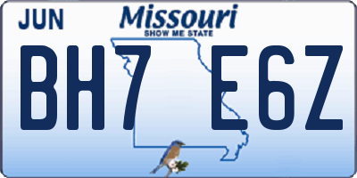MO license plate BH7E6Z