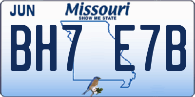 MO license plate BH7E7B