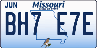 MO license plate BH7E7E