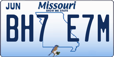 MO license plate BH7E7M