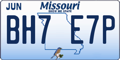 MO license plate BH7E7P