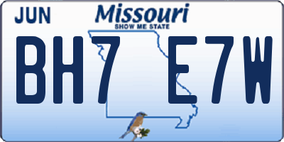 MO license plate BH7E7W
