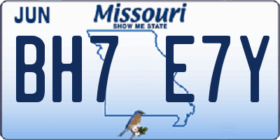 MO license plate BH7E7Y